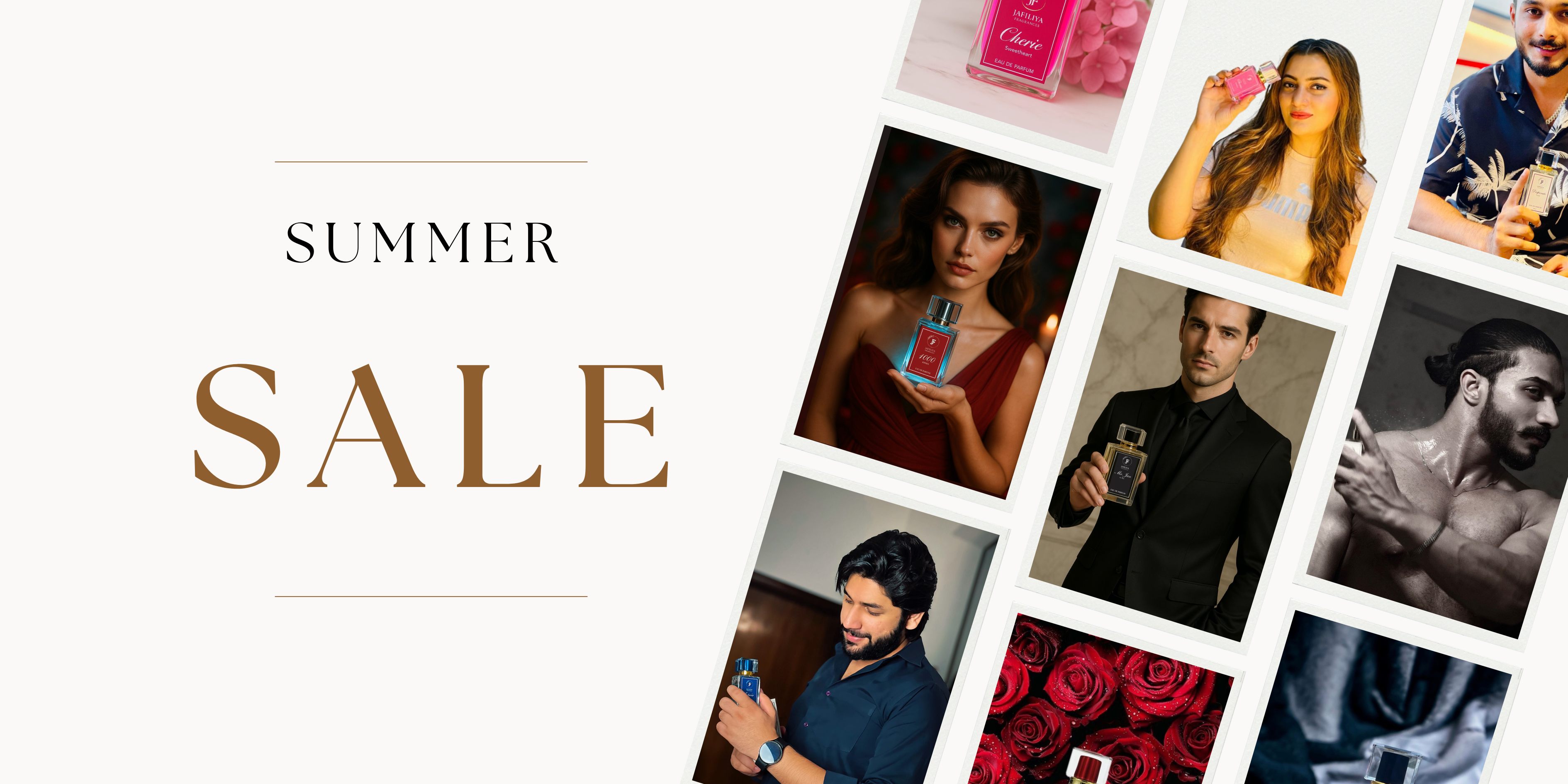 “Jafiliya Fragrances official store banner featuring premium perfumes for men, women, and kids – long-lasting, elegant scents available online in Pakistan”
