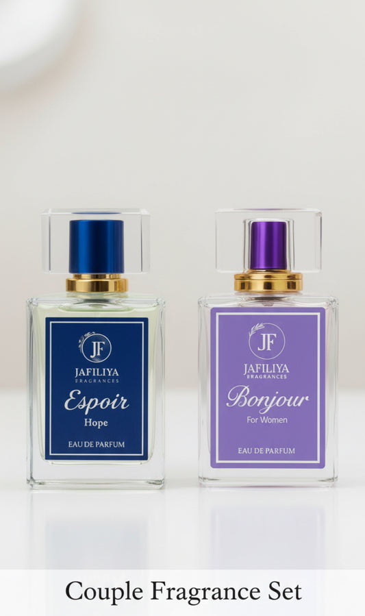 Jafiliya Fragrances: Couple Fragrance Set - "Espoir & Bonjour"

Complimentary gift wrap + thank-you card
