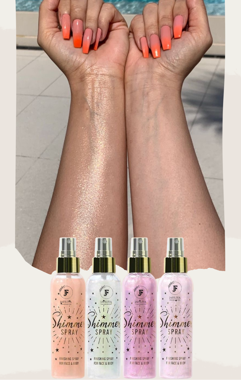 Fragrance Shimmer Spray for Body with lightweight shimmer and refreshing scent, perfect for glowing skin